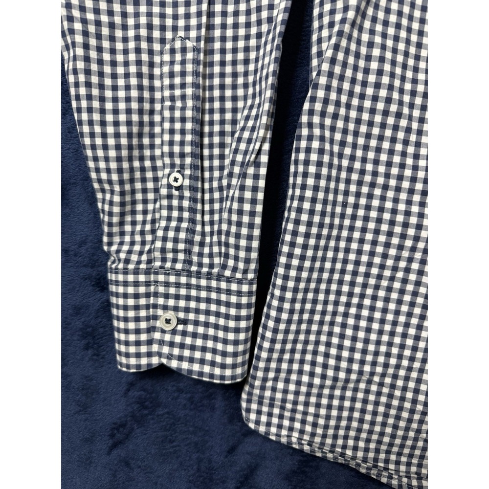 UNTUCKit Shirt Men's L Navy Blue Gingham Check Cotton Plaid Long‎ Sleeve - Picture 5 of 9
